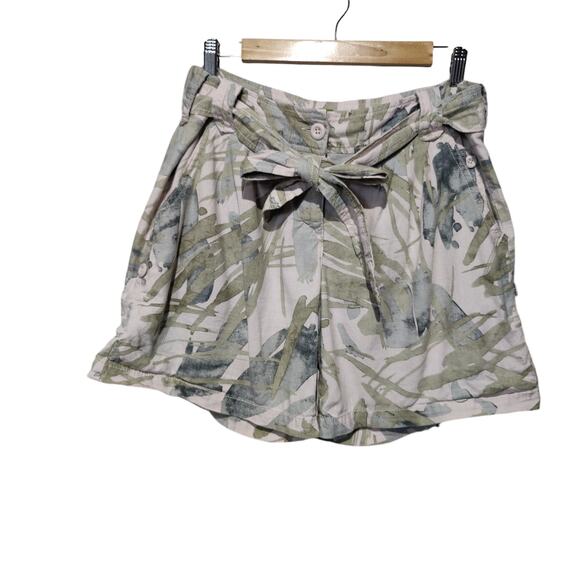 Ett:Twa Pants - Anthropologie Ett Twa Women's Sz 8 Tropical Linen Blend Shorts Roll Tab